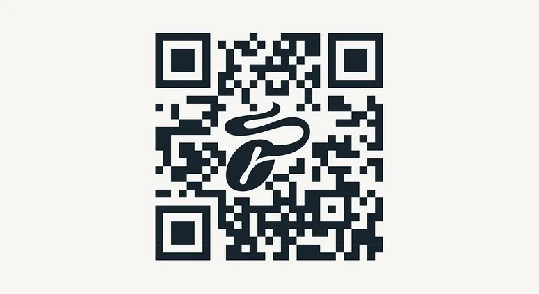 QR-kód Tchibo logóval a közepén.