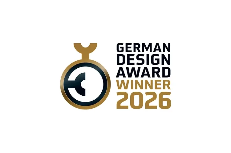 Goldene Medaille mit der Aufschrift German Design Award Winner 2026.