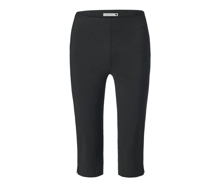 Egy fekete, 3/4-es sztreccsnadrág fehér háttérrel.