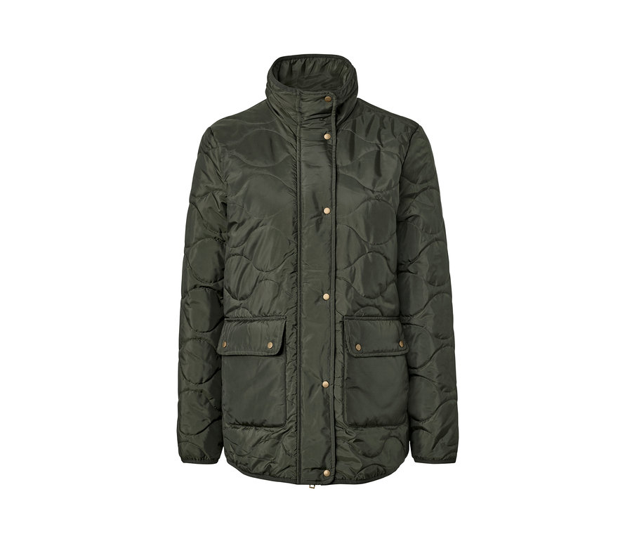 Női steppelt kabát, olíva.