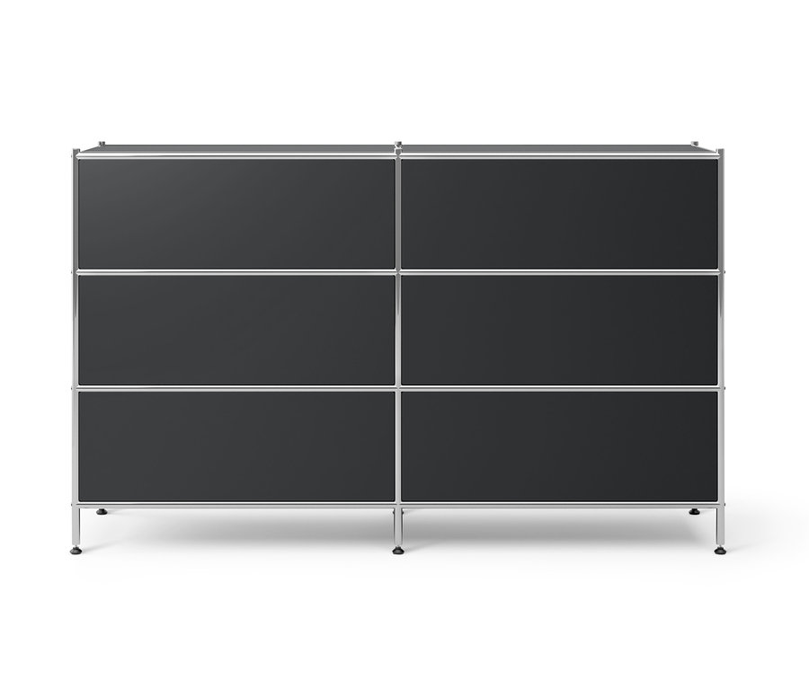 Fekete »CN3« fém komód, 6 fiókkal.