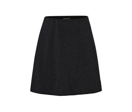Fekete, csillogó jacquard szoknya.