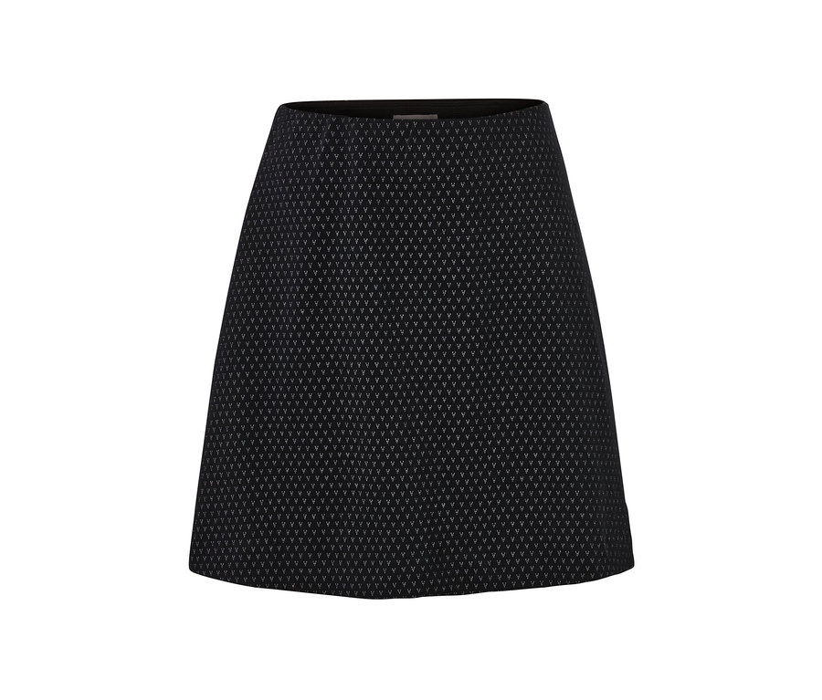 Fekete, csillogó jacquard szoknya.