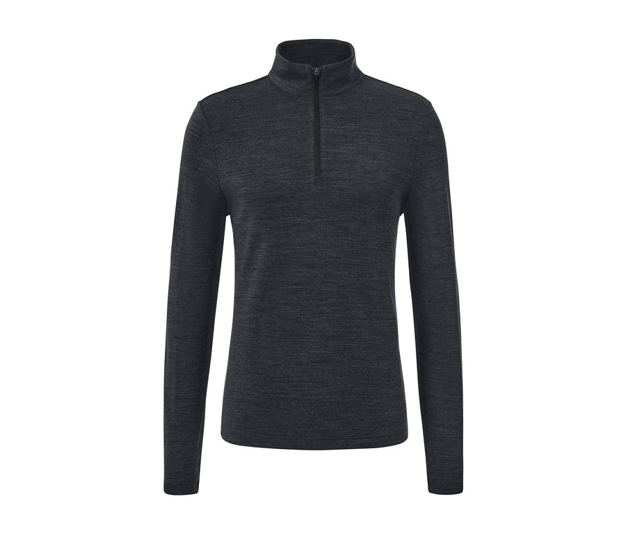 Sötétszürke, hosszú ujjú funkcionális felső RWS minősített gyapjúval.