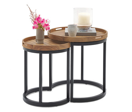 2 kerti kisasztal, levehető tálcával, Ø 40 cm és 50 cm