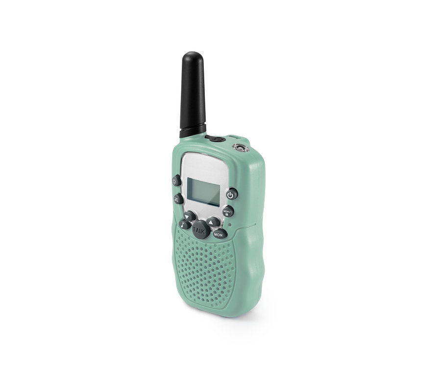 Egy zöld walkie-talkie gyerekeknek.