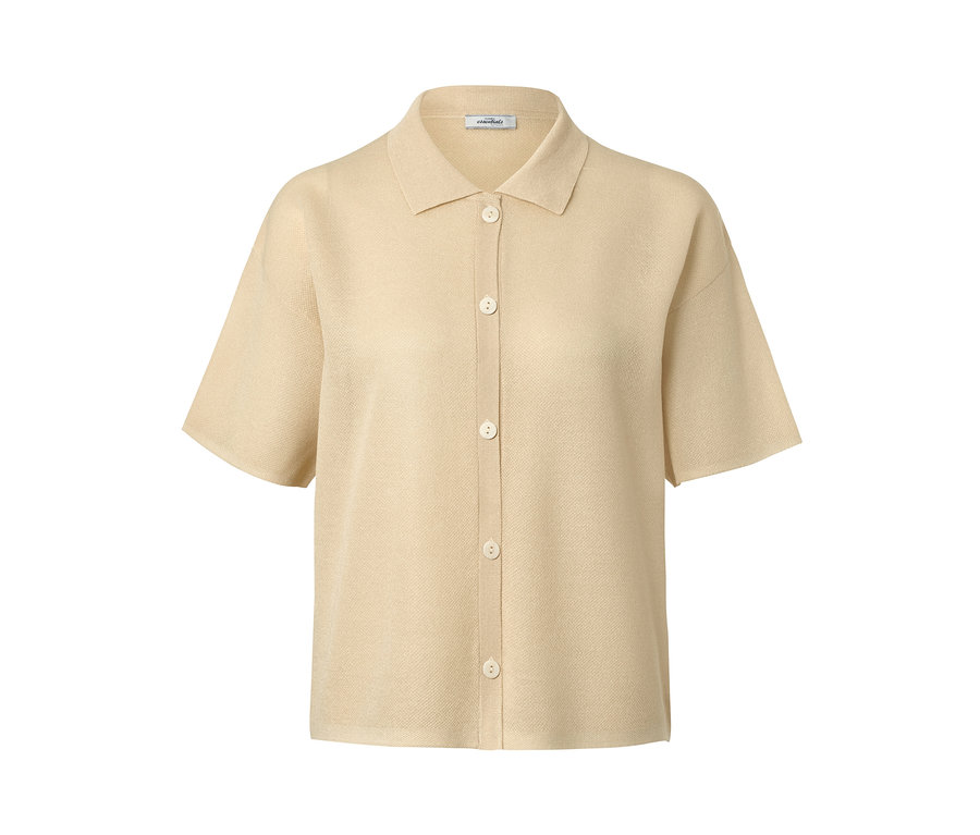 Bézs, rövid ujjú kardigán.