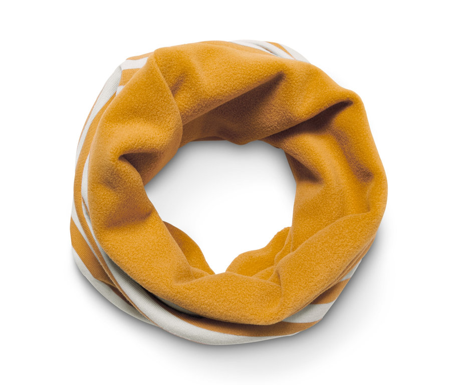 Csíkos, sárga gyerek multifunkcionális kendő.