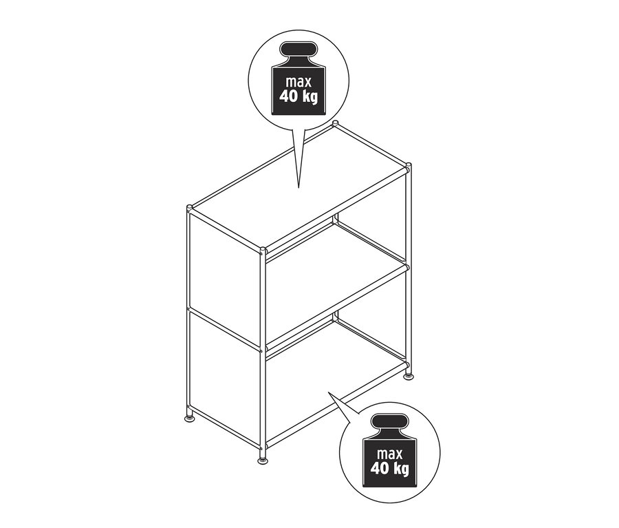 Ábra egy »CN3« fémpolcról 2 rekesszel.