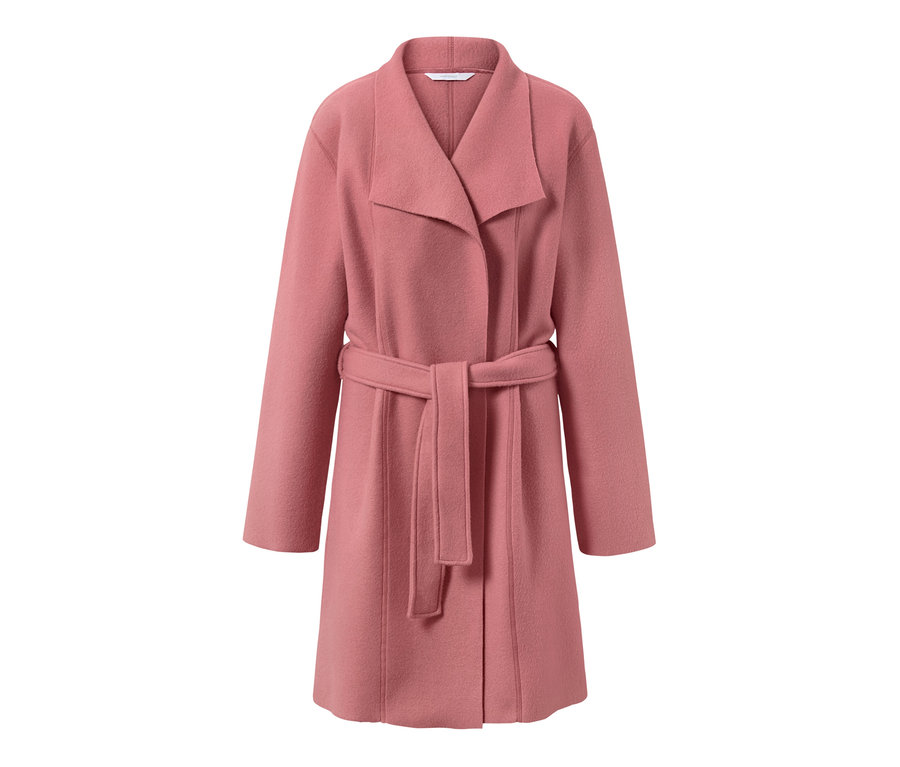 Rózsaszín, női puha polárkabát övvel.