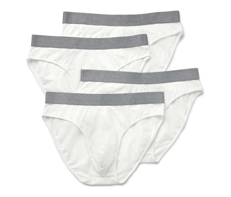 Négy fehér színű férfi alsónadrág szürke derékpánttal.