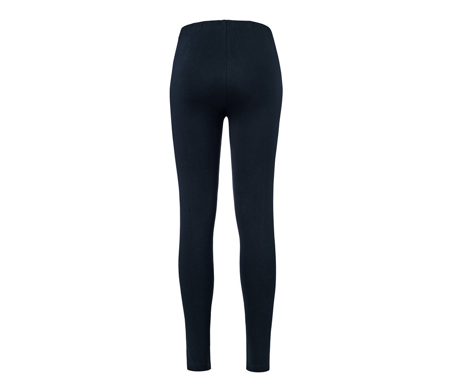 Sötétkék női leggings fehér háttérrel.