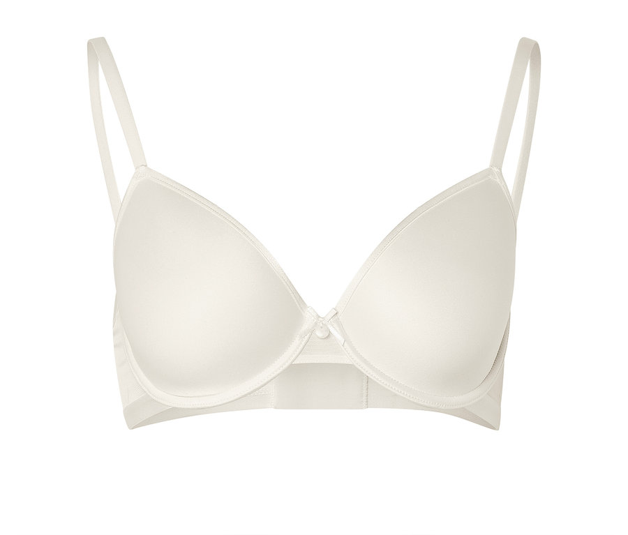 Fehér színű, merevítős, állítható pántú Spacer melltartó.