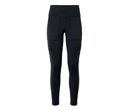 Fekete leggings cipzáras és cargo zsebekkel.