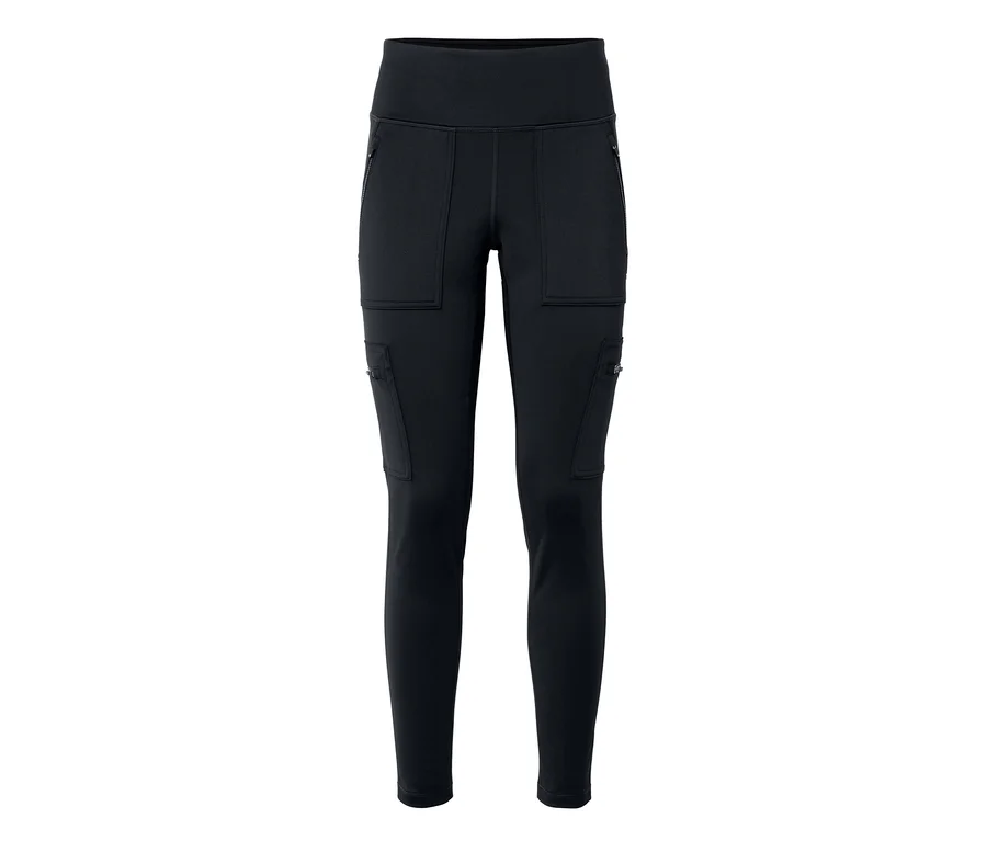 Fekete leggings cipzáras és cargo zsebekkel.