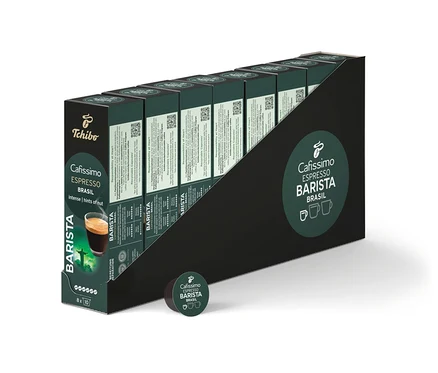 Egy sor Cafissimo Barista Espresso Brasil kapszula csomag.