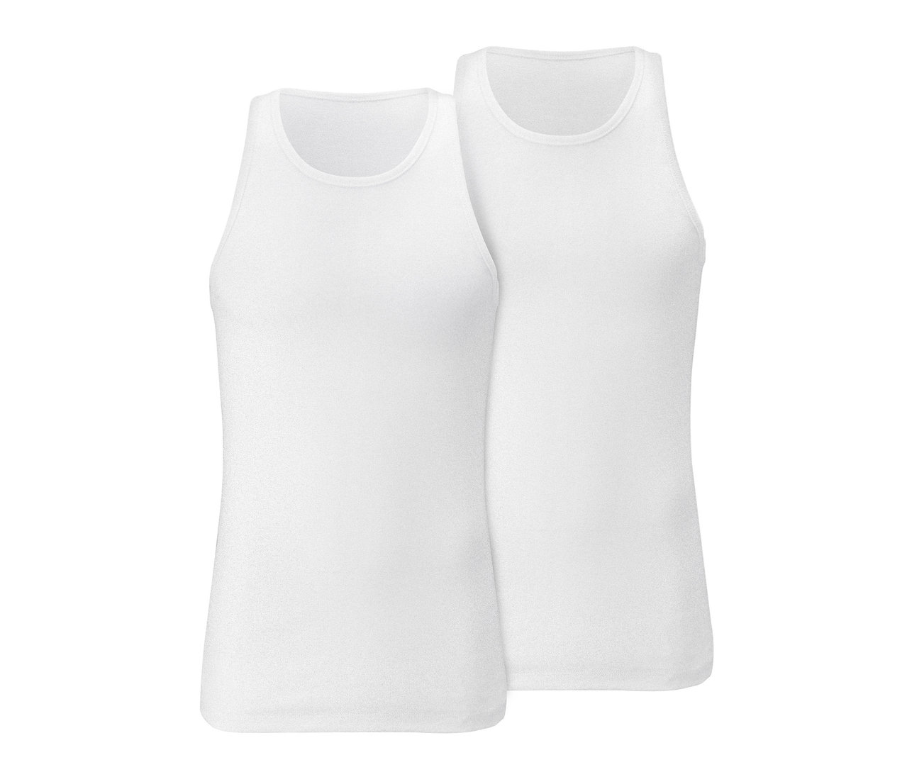 Két fehér, finoman bordázott trikó egymáson.