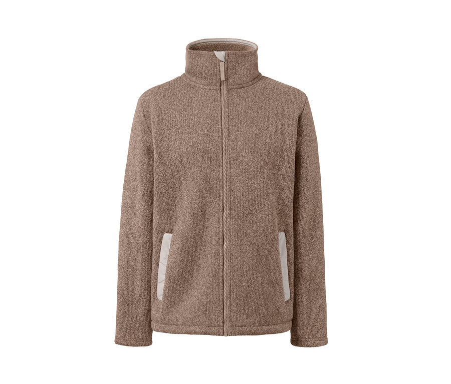 Egy barna, kötött, termó polár felső középen cipzárral.