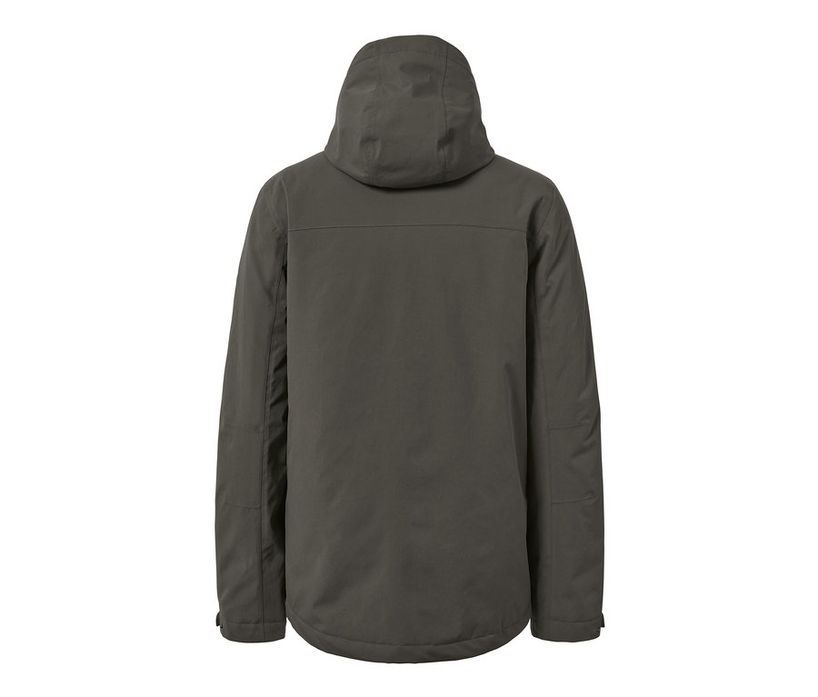 Hátulnézet egy szürkészöld Férfi 3 az 1-ben túrakabátról.