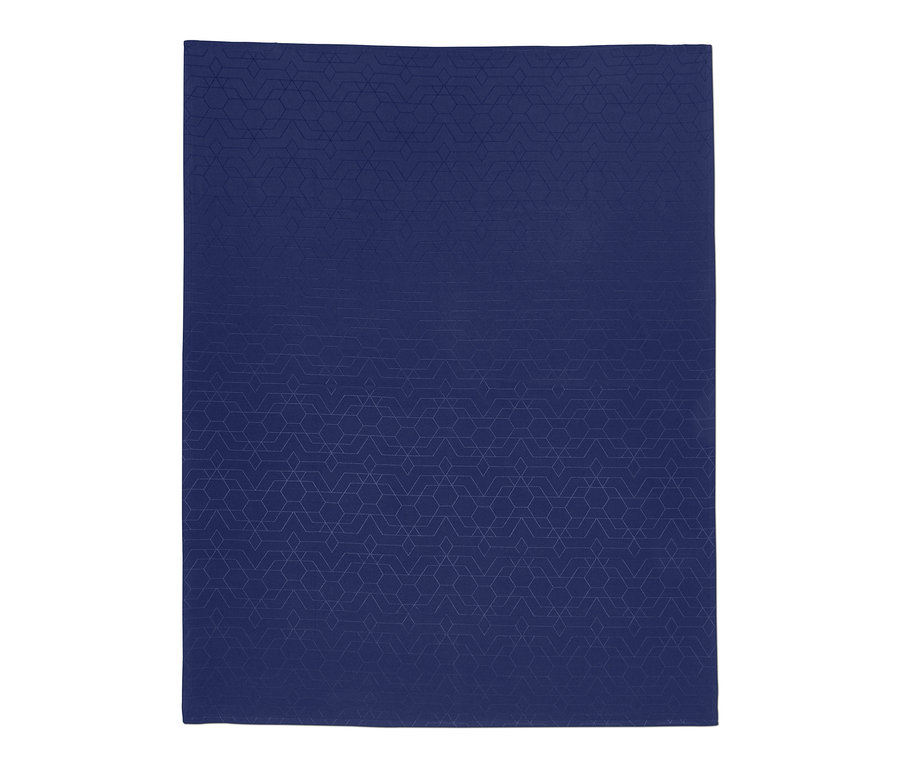 Kék, mintás jacquard asztalterítő.