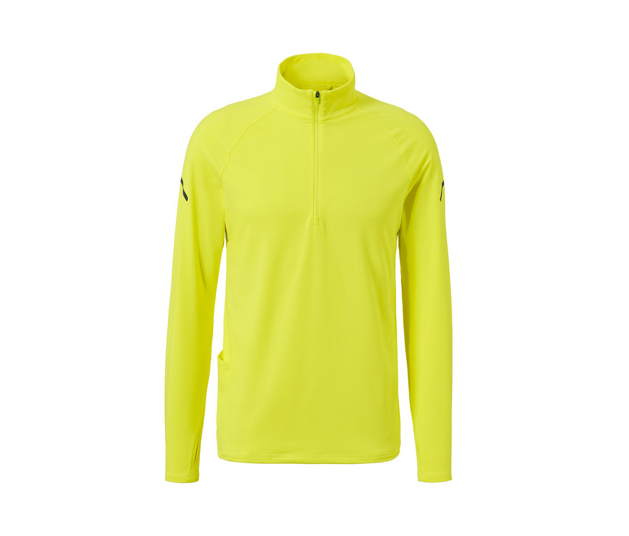 Neonsárga, hosszú ujjú funkcionális termofelső rövid cipzárral.
