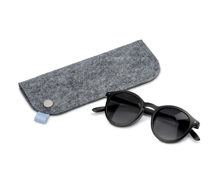 Fekete napszemüveg és szürke tok.