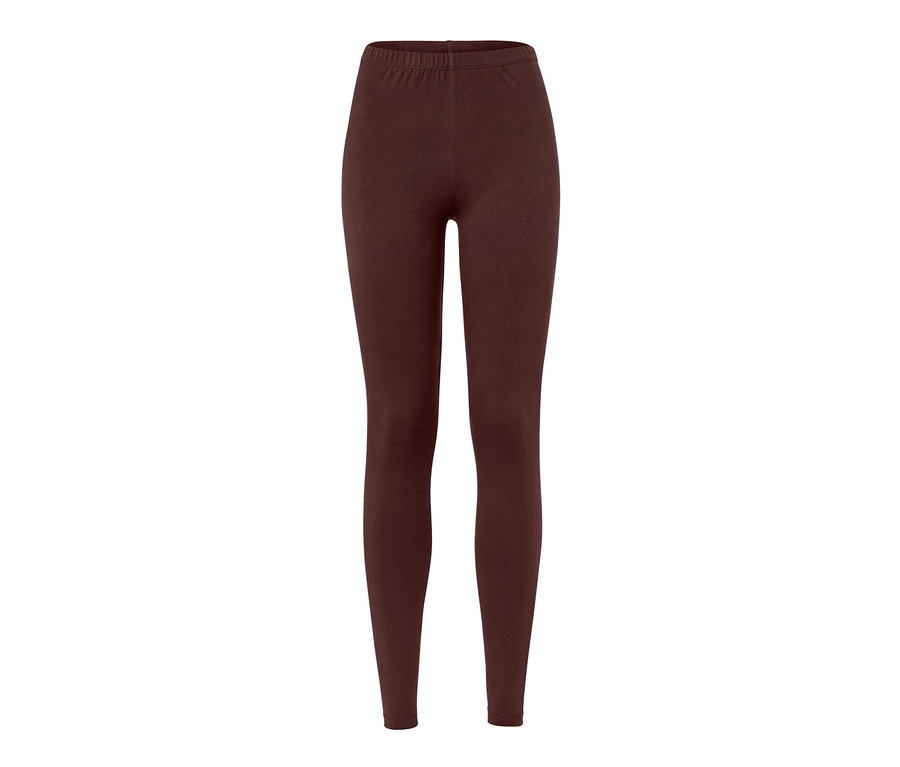 Egy pár mintás/barna női leggings.