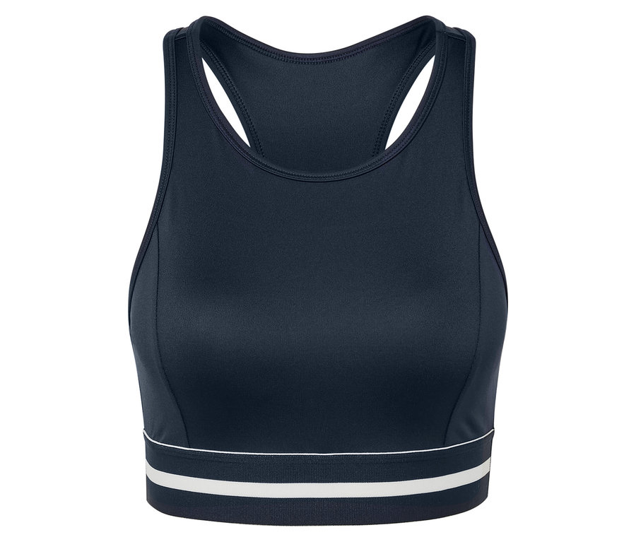 Kék »Crop Top« sportmelltartó.