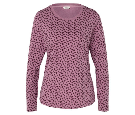Női hosszú ujjú túrafelső, mintás, mályva