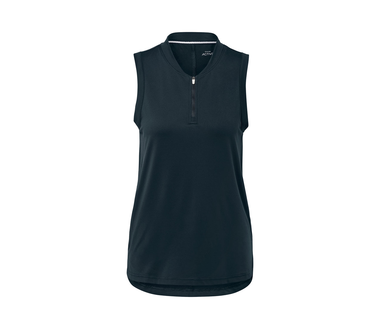 Sötétkék funkcionális top rövid cipzárral.