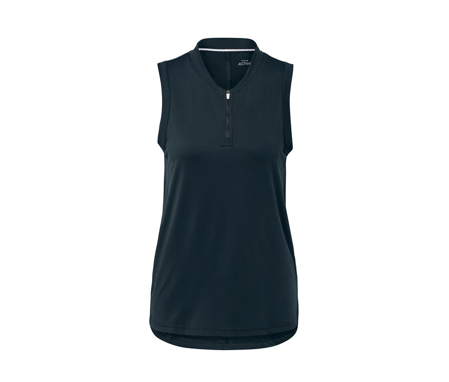 Sötétkék funkcionális top rövid cipzárral.