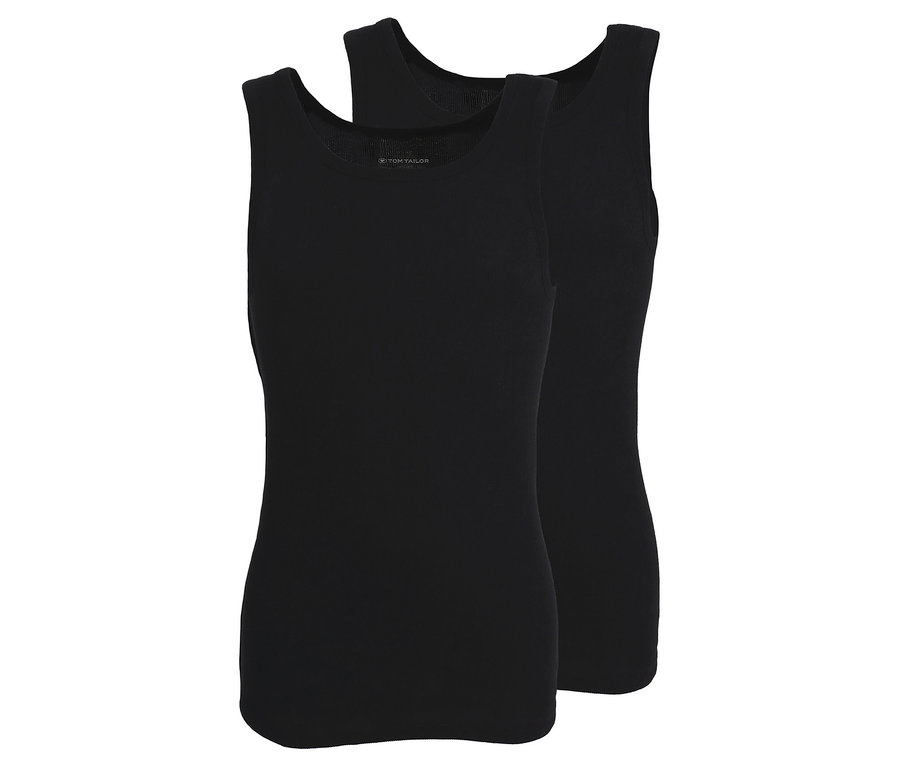 Két fekete Tom Tailor »Montana« trikó egymásra helyezve.