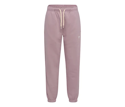 hummel® »HMLJR Loose Sweatpants Bee« matt lila színben, elasztikus derékrésszel, világos bézs húzózsinórral és bokamandzsettával. Kis logó a jobb combon.
