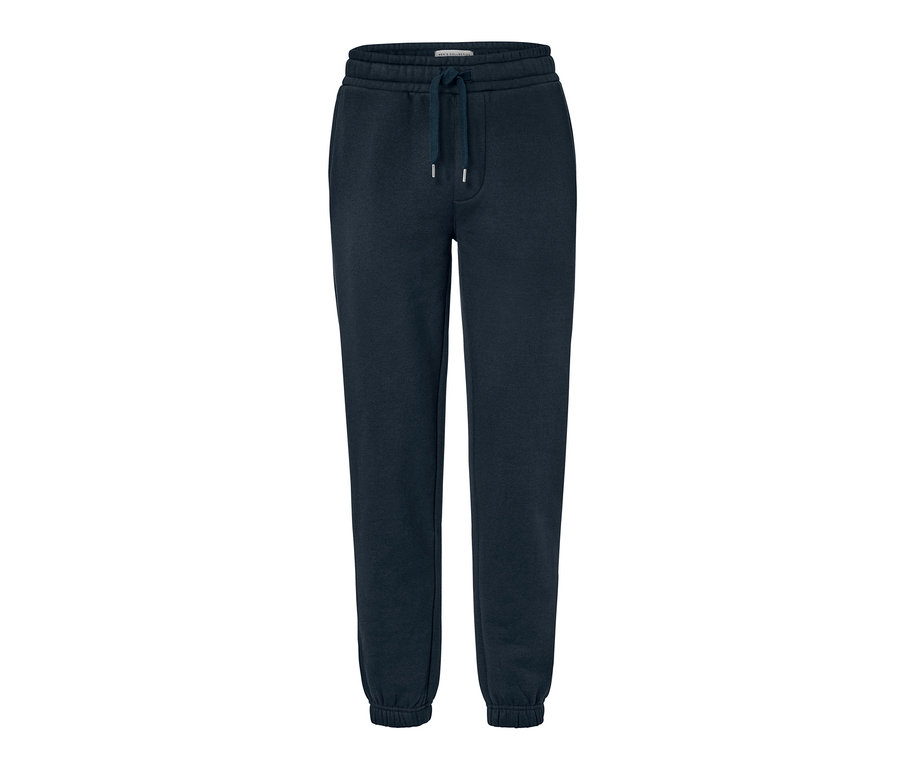 Egy sötétkék férfi szabadidőnadrág.