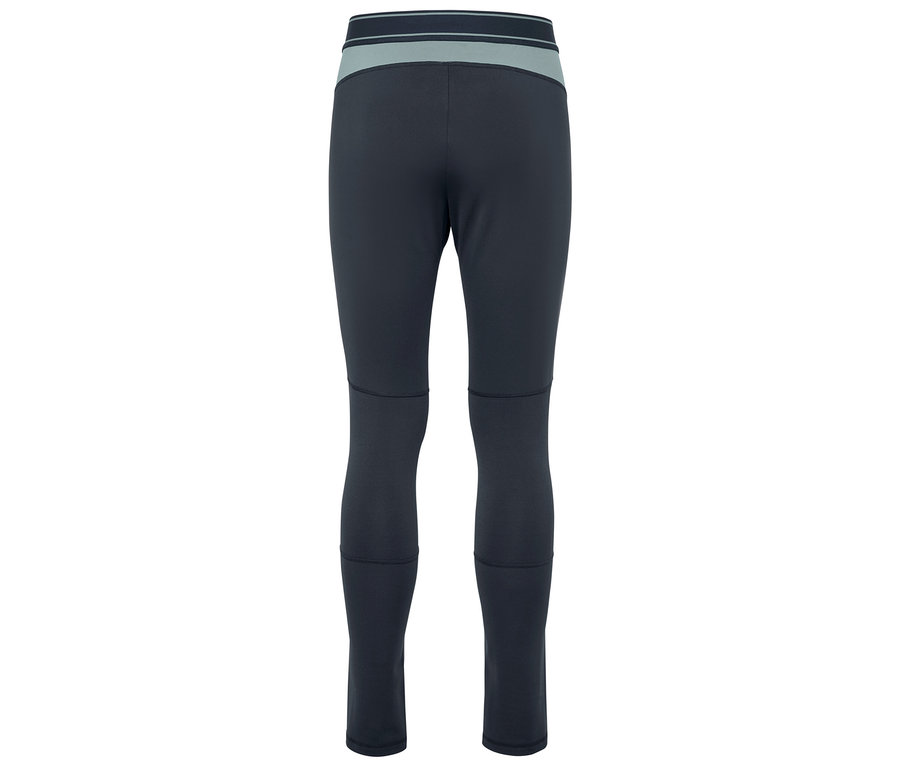 Fekete leggings szürke derékpánttal, hátulnézet.