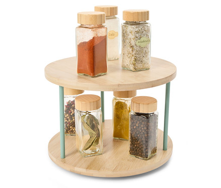 Emeletes szervírozó, forgatható, bambusz