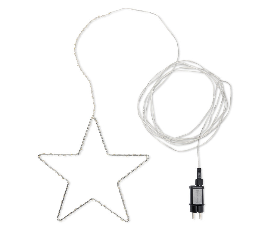 Világító csillag tápkábellel és adapterrel.