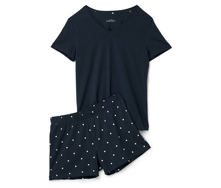 Női rövidnadrágos pizsama, pöttyös, sötétkék