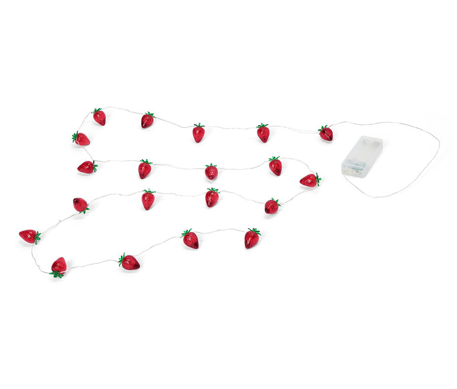 Eper alakú fényfüzér fehér háttéren.