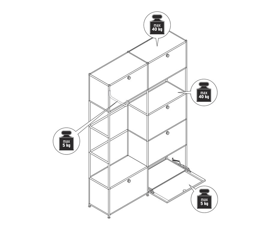 Egy »CN3« fém nyitott ruhásszekrény rajza.