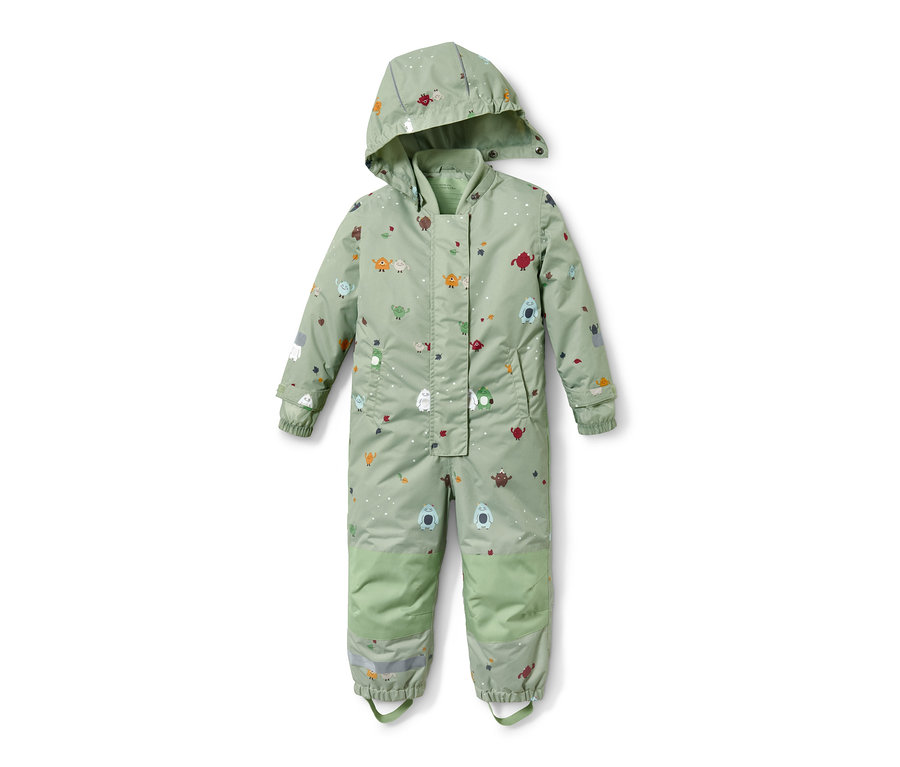 Zöld, kapucnis, szörnymintás kisgyerek esőoverál.