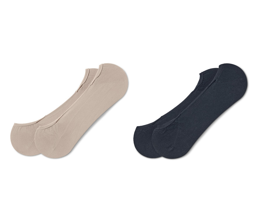 Két pár balerina titokzokni: egy bézs és egy sötétkék.