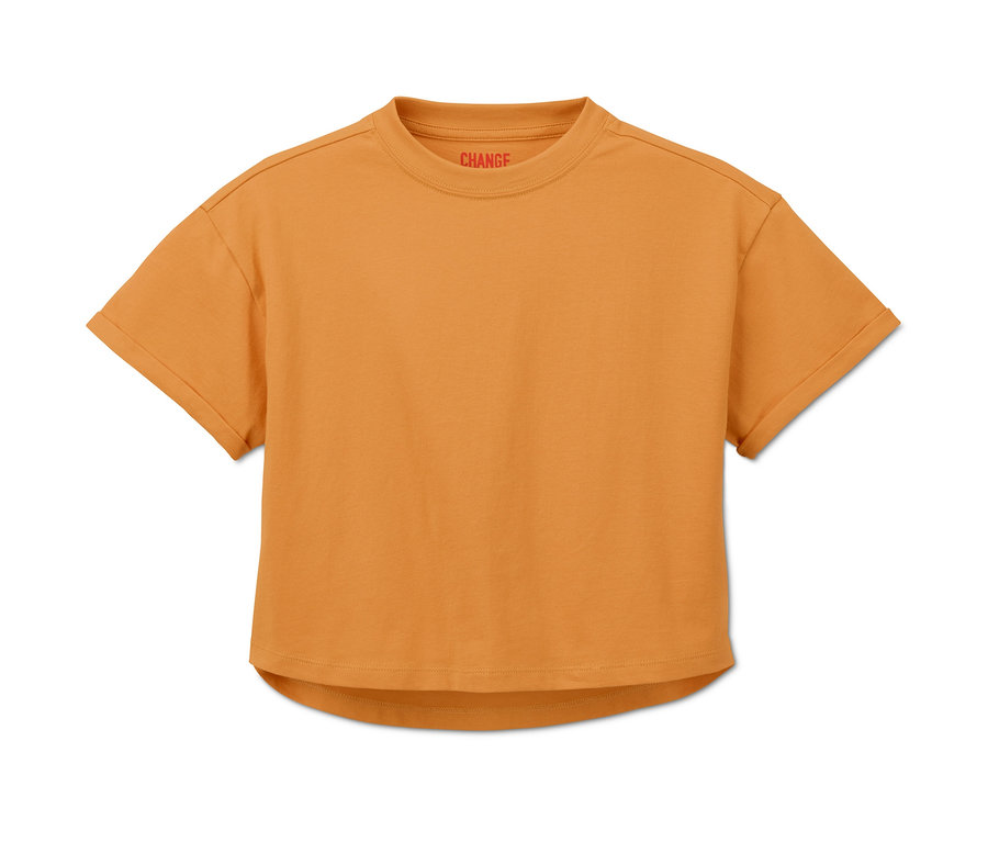 Sárga, rövid szabású póló egy 2 darabos szettből.