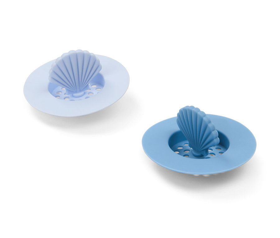 Két kék szilikon lefolyószűrő.