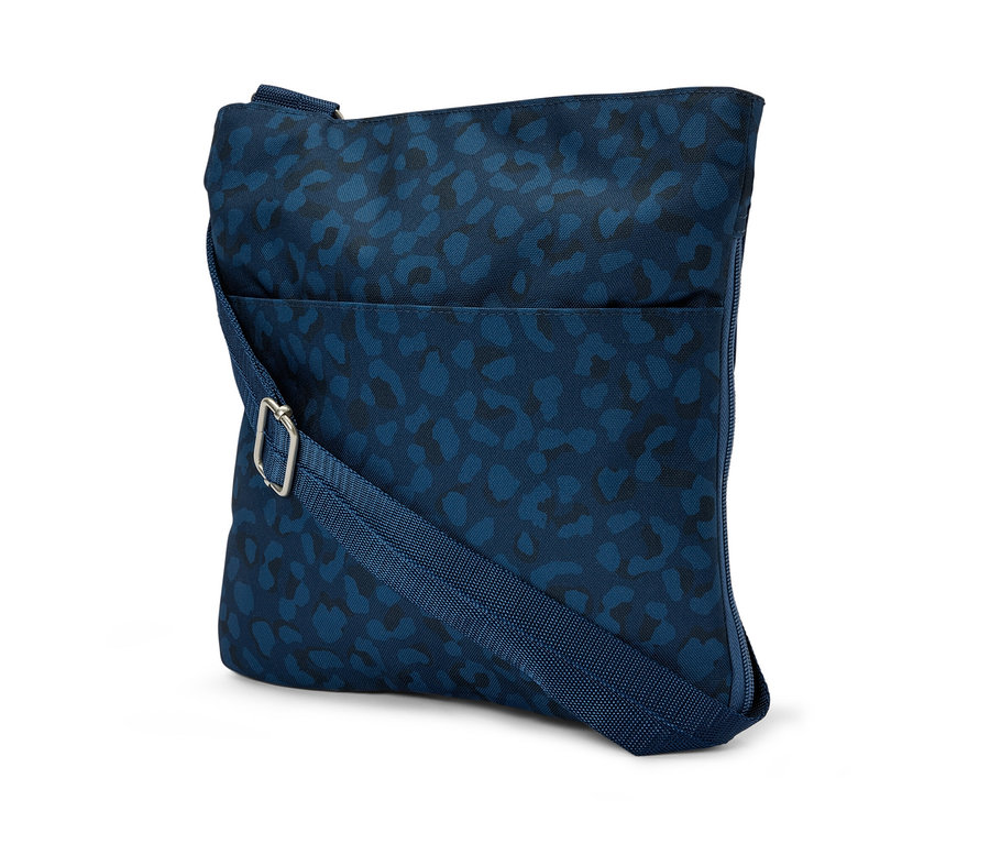 Kék biztonsági oldaltáska sötétkék állatmintával.