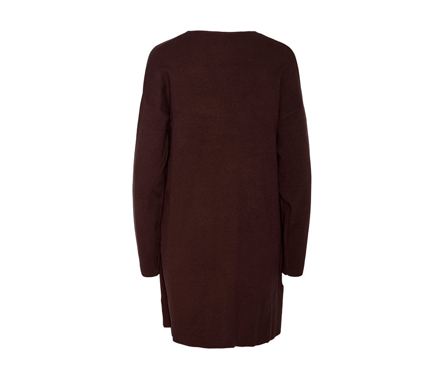 Barna, nyitott női kardigán.