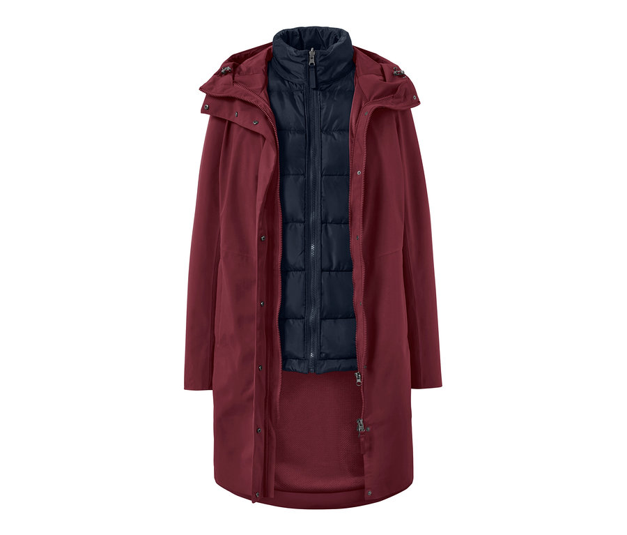 Bordó, 3 az 1-ben funkcionális kabát.