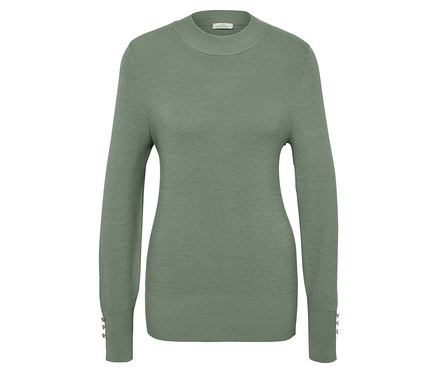 Finom kötésű pulóver, zsályazöld