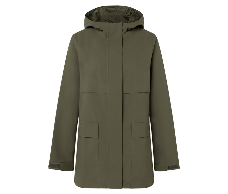 Egy zöld kapucnis kabát.