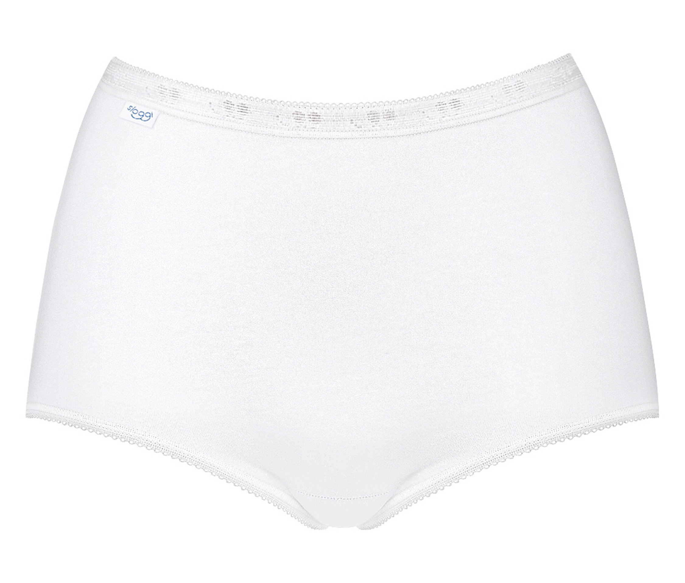 Fehér pamut alsó elasztikus derékpánttal és csipkés szegéllyel.